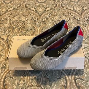 Mint Rothy’s The Flat Cherry Ribbon Stripe Sz 7.5 Worn 1x